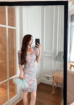 Amazon.co.jp: [TRVELBETT] ワンピース 花柄 タイトワンピ